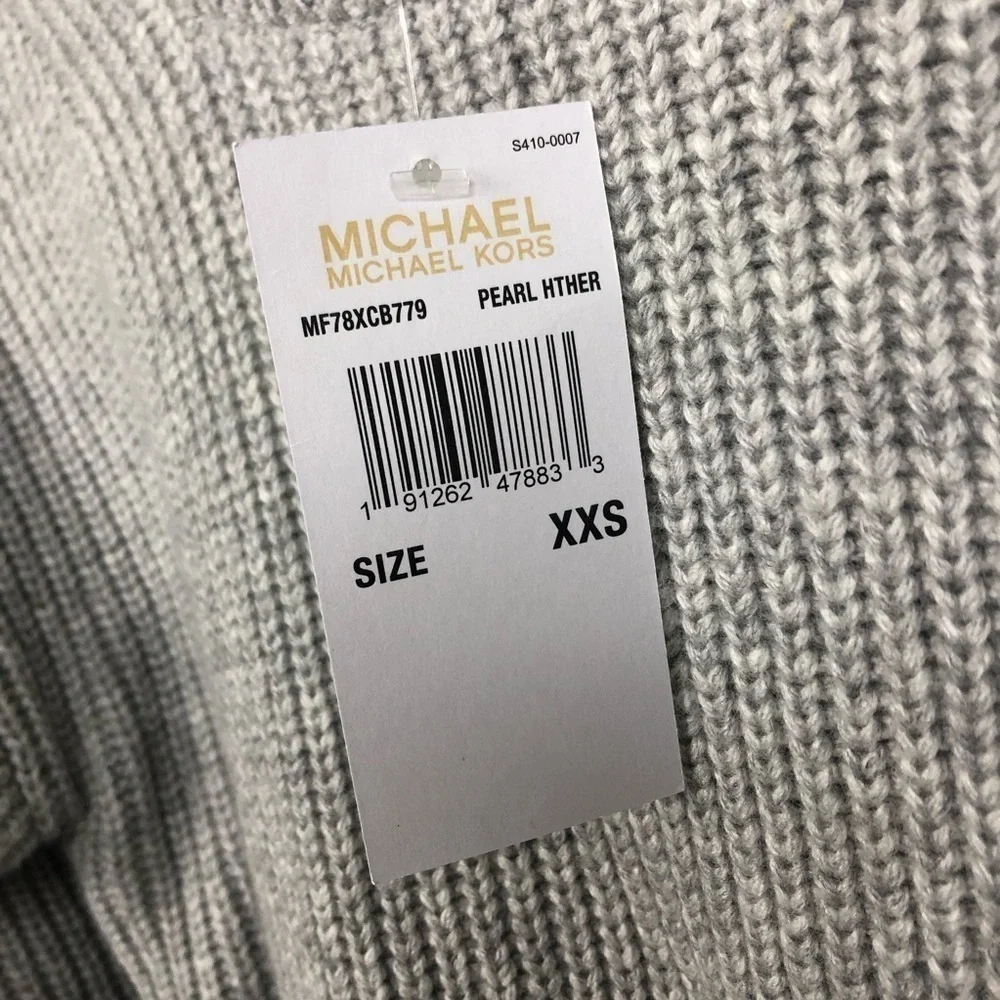 Michael Kors Ruffled Ribbed Sweater Dress Gray XXS